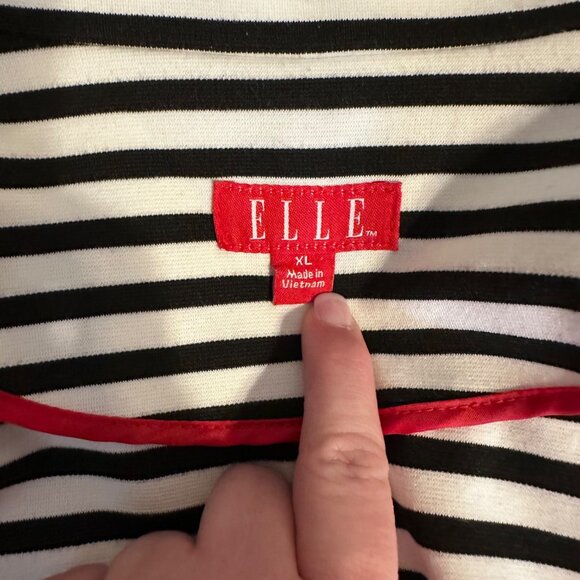Elle Black and White Striped Cropped Peplum Blazer - Picture 6 of 7